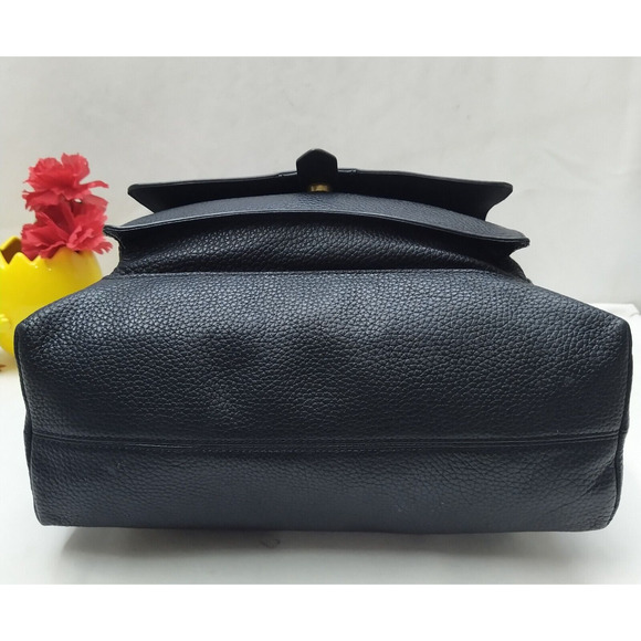 Fossil Black Pebbled Leather Front Pocket Zipper Closure Satchel Shoulder Bag - Picture 7 of 16